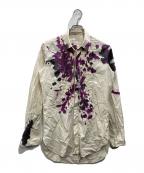 DRIES VAN NOTENドリスヴァンノッテン）の古着「ハンドペイントシャツ」｜アイボリー×パープル