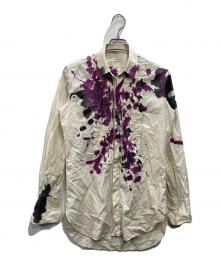 DRIES VAN NOTEN（ドリスヴァンノッテン）の古着「ハンドペイントシャツ」｜アイボリー×パープル