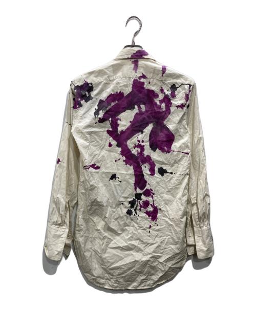 DRIES VAN NOTEN（ドリスヴァンノッテン）DRIES VAN NOTEN (ドリスヴァンノッテン) ハンドペイントシャツ アイボリー×パープル サイズ:SIZE44の古着・服飾アイテム