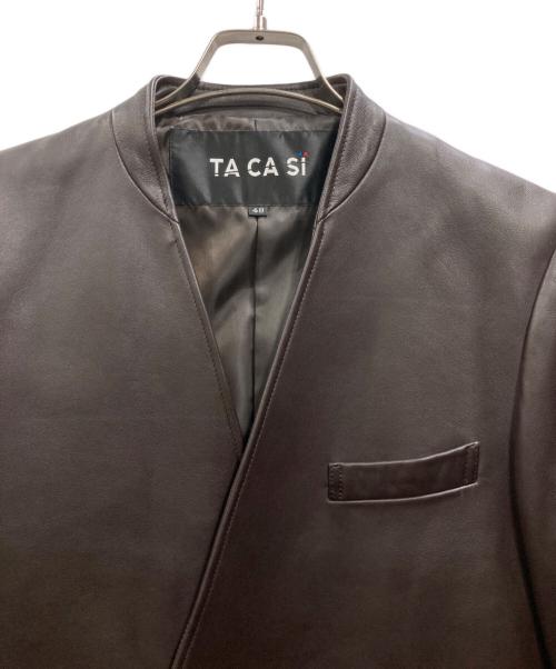 TACASI（タキャシ）TACASI (タキャシ) ラムレザー ダブルブレスト ジャケット ブラウン サイズ:48の古着・服飾アイテム
