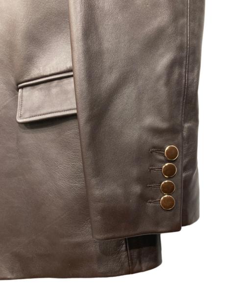 TACASI（タキャシ）TACASI (タキャシ) ラムレザー ダブルブレスト ジャケット ブラウン サイズ:48の古着・服飾アイテム