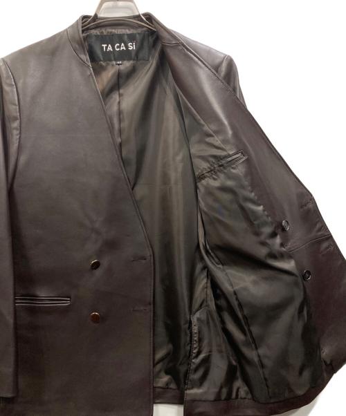 TACASI（タキャシ）TACASI (タキャシ) ラムレザー ダブルブレスト ジャケット ブラウン サイズ:48の古着・服飾アイテム