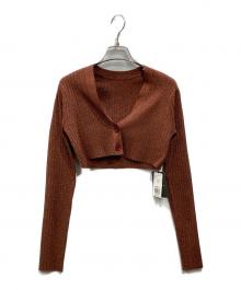 ESTNATION（エストネーション）の古着「ラメリブクロップカーディガン」｜ブラウン