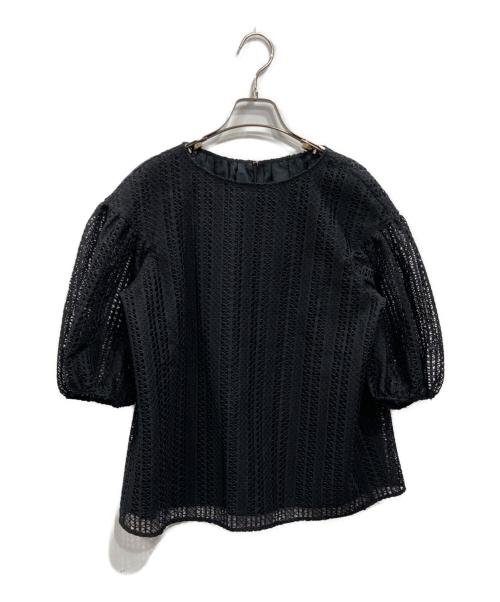 BALLSEY（ボールジィ）BALLSEY (ボールジィ) スライトリーレース パフスリーブブラウス ブラック サイズ:36の古着・服飾アイテム