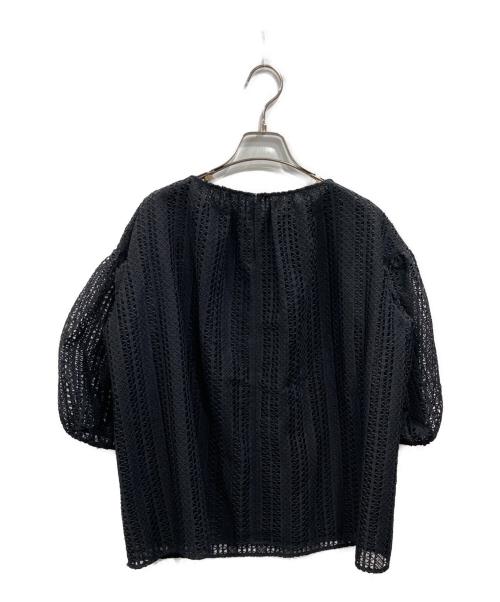 BALLSEY（ボールジィ）BALLSEY (ボールジィ) スライトリーレース パフスリーブブラウス ブラック サイズ:36の古着・服飾アイテム