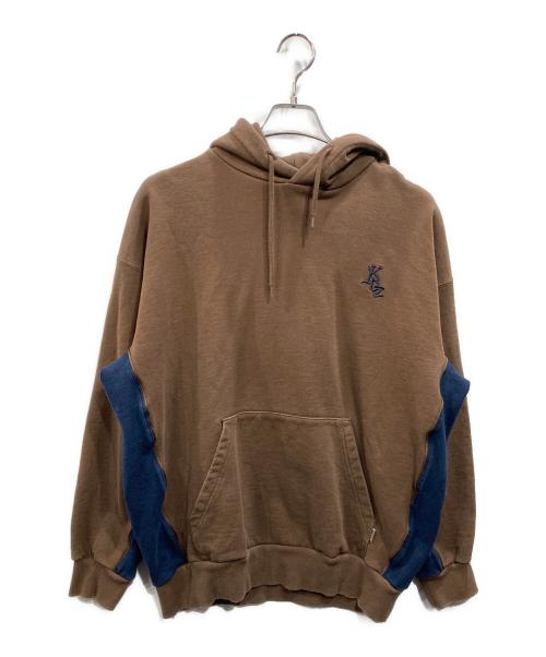 KEBOZ（ケボズ）KEBOZ (ケボズ) ツートーンスウェットフーディー ブラウン サイズ:Mの古着・服飾アイテム