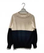 自由区ジユウク）の古着「ピュアカシミヤ バイカラー プルオーバー ニット」｜アイボリー×ブラック