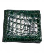 BOTTEGA VENETAボッテガベネタ）の古着「クロコダイル2つ折り財布」｜グリーン