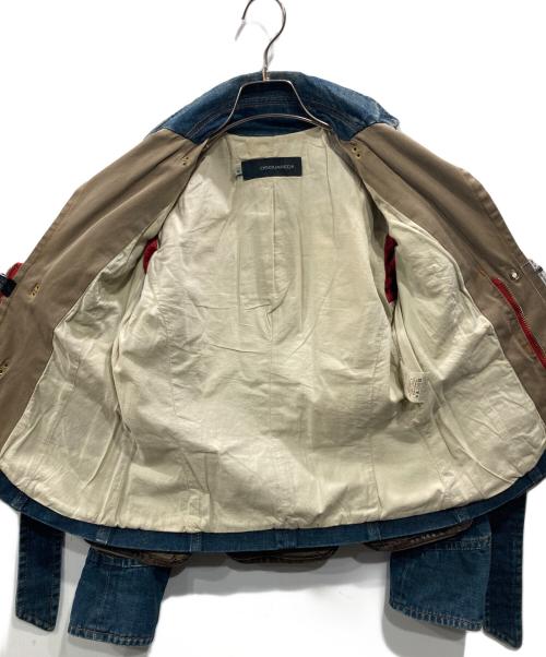 DSQUARED2（ディースクエアード）DSQUARED2 (ディースクエアード) ドッキングミリタリーポーチデニムジャケット インディゴ サイズ:40の古着・服飾アイテム