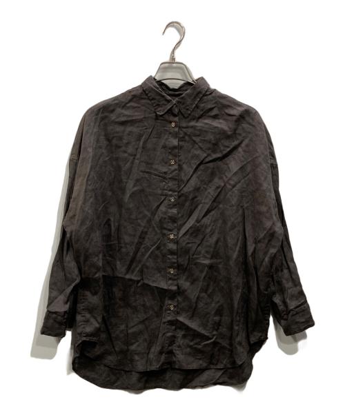 Spick and Span（スピック＆スパン）Spick and Span (スピック＆スパン) 80リネンカシュクールビッグシャツ ブラウン サイズ:Fの古着・服飾アイテム