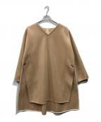 SEAシー）の古着「ウールダブルフェイスメルトンポンチョ」｜ベージュ