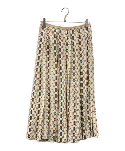 GUCCI（グッチ）GUCCI (グッチ) ウェブキスプリント シルクスカート ベージュ サイズ:40の古着・服飾アイテム