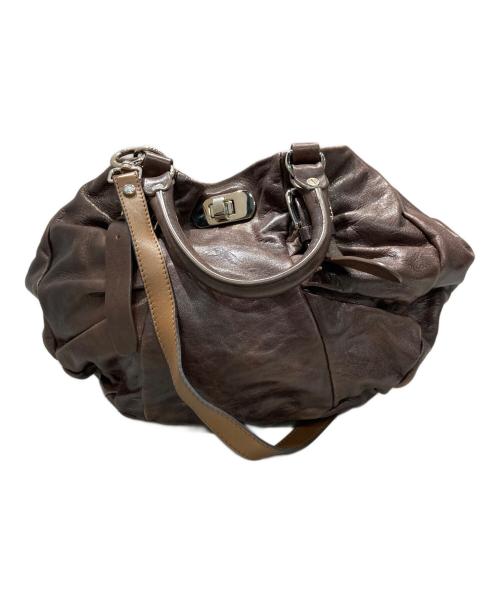 MARNI（マルニ）MARNI (マルニ) ギャザーレザー2WAYショルダーバッグ ブラウンの古着・服飾アイテム