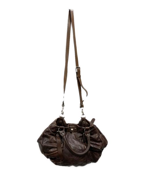MARNI（マルニ）MARNI (マルニ) ギャザーレザー2WAYショルダーバッグ ブラウンの古着・服飾アイテム