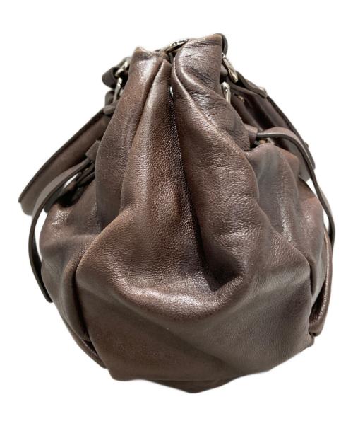 MARNI（マルニ）MARNI (マルニ) ギャザーレザー2WAYショルダーバッグ ブラウンの古着・服飾アイテム