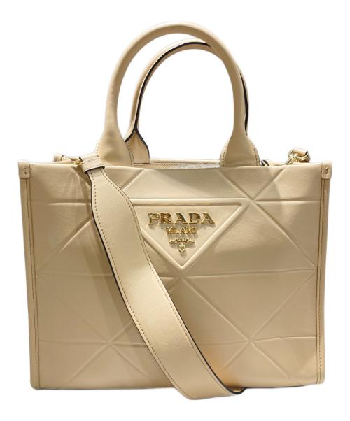PRADA（プラダ）PRADA (プラダ) シンボルトップステッチショルダーバッグ ピンクベージュ サイズ:-の古着・服飾アイテム