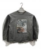 LOHENローヘン）の古着「チュールレイヤードジオメトリープリントTシャツ」｜グレー