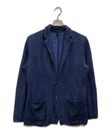 LARDINI（ラルディーニ）の古着「コットンリネンニット2Ｂジャケット」｜ネイビー