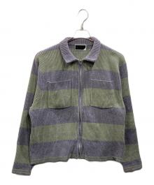 PHINGERIN（フィンガリン）の古着「ストライプ コーデュロイ ニット ジャケット」｜グレー×グリーン