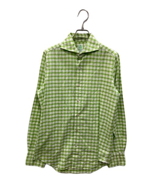 finamore（フィナモレ）Finamore (フィナモレ) ギンガムチェックシャツ グリーン サイズ:Sの古着・服飾アイテム
