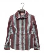 Vivienne Westwood RED LABELヴィヴィアンウエストウッドレッドレーベル）の古着「ストライプシャツ」｜ボルドー×グレー