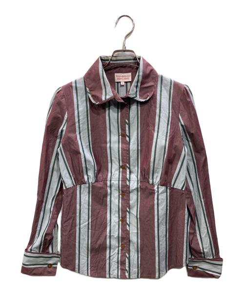 Vivienne Westwood RED LABEL（ヴィヴィアンウエストウッドレッドレーベル）Vivienne Westwood RED LABEL (ヴィヴィアンウエストウッドレッドレーベル) ストライプシャツ ボルドー×グレー サイズ:SIZE 1の古着・服飾アイテム