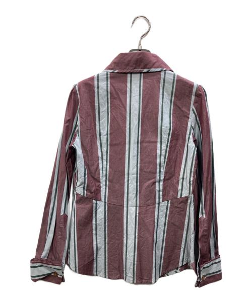 Vivienne Westwood RED LABEL（ヴィヴィアンウエストウッドレッドレーベル）Vivienne Westwood RED LABEL (ヴィヴィアンウエストウッドレッドレーベル) ストライプシャツ ボルドー×グレー サイズ:SIZE 1の古着・服飾アイテム