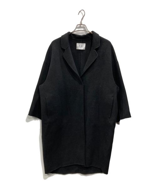 evernavy（エバーネイビー）evernavy (エバーネイビー) リバー ロング コクーン ウールコート ブラック サイズ:Mの古着・服飾アイテム