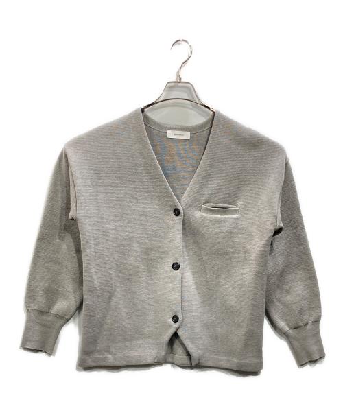 SOLAMONAT（ソラモナ）SOLAMONAT (ソラモナ) ウエハースニット ノーカラージャケット 杢グレー サイズ:Fの古着・服飾アイテム