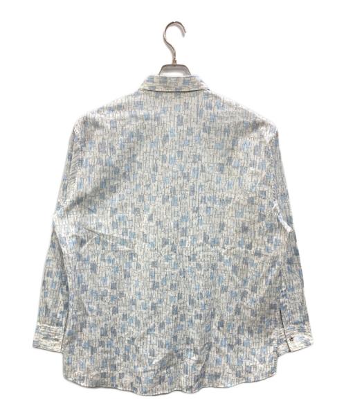 HERMES（エルメス）HERMES (エルメス) 袖セリエボタン総柄シャツ ホワイト×ブルー サイズ:17 1/2 (44)の古着・服飾アイテム
