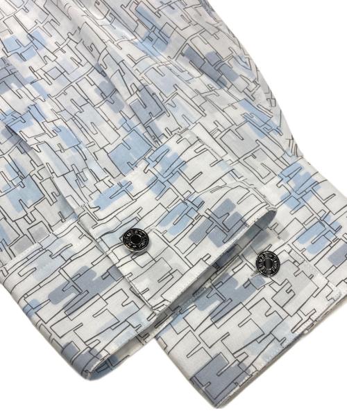 HERMES（エルメス）HERMES (エルメス) 袖セリエボタン総柄シャツ ホワイト×ブルー サイズ:17 1/2 (44)の古着・服飾アイテム