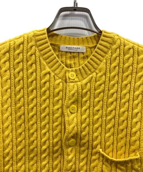 MACPHEE（マカフィー）MACPHEE (マカフィー) ハイブリットコットンケーブル クルーネックカーディガン イエロー サイズ:Sの古着・服飾アイテム