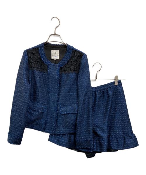 LANVIN en Bleu（ランバンオンブルー）LANVIN en Bleu (ランバンオンブルー) ツイードセットアップ ネイビー サイズ:38の古着・服飾アイテム