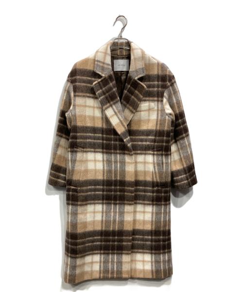 heliopole（エリオポール）heliopole (エリオポール) MANTECOシャギーチェックコート ブラウン サイズ:Ｓの古着・服飾アイテム