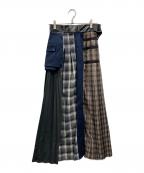UNITED TOKYOユナイテッドトーキョー）の古着「チェックブロッキングスカート」｜ネイビー