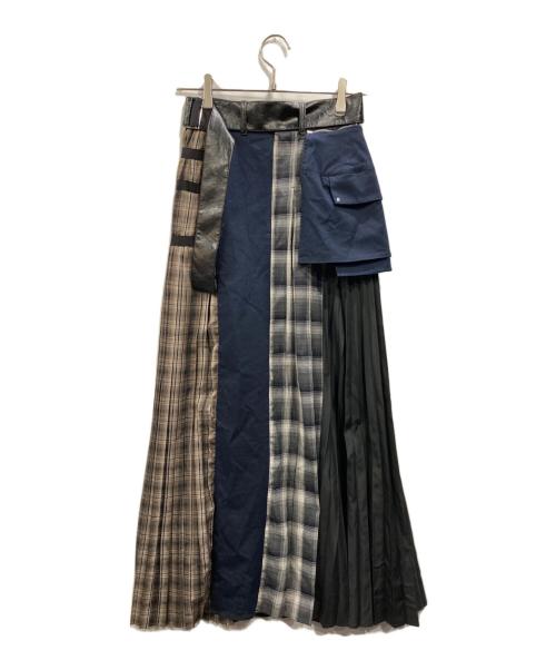 UNITED TOKYO（ユナイテッドトーキョー）UNITED TOKYO (ユナイテッドトーキョー) チェックブロッキングスカート ネイビー サイズ:Sの古着・服飾アイテム