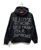 SUPREMEシュプリーム）の古着「Stronger Than Fear Hooded Sweatshirt」｜ブラック
