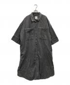 GENE HEAVENSジーンヘブンズ）の古着「FRINGE POCKET DENIM SHIRT DRESS」｜グレー