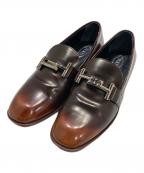 TOD'Sトッズ）の古着「Double-T Brown Leather Slip-on Loafer」｜ブラウン