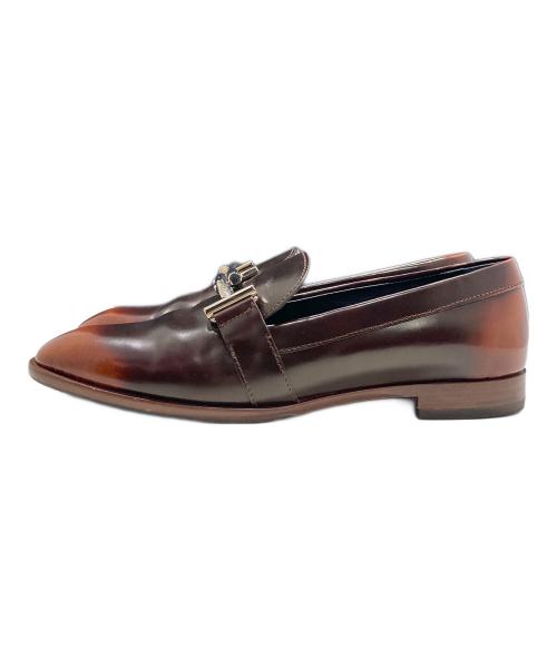 TOD'S（トッズ）TOD'S (トッズ) Double-T Brown Leather Slip-on Loafer ブラウン サイズ:24の古着・服飾アイテム