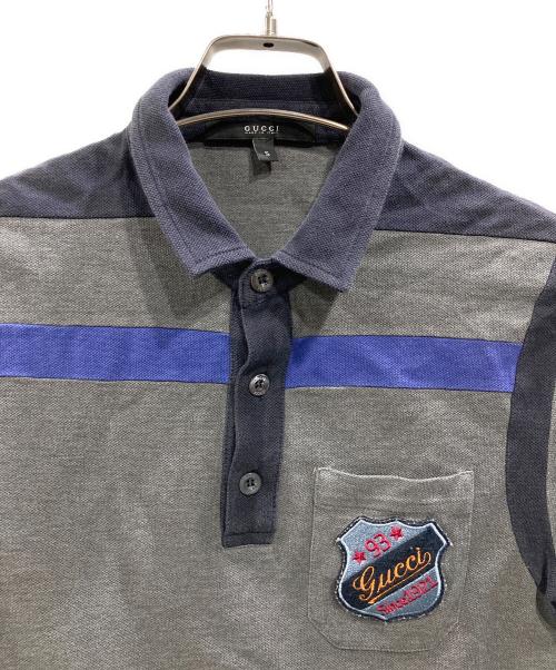 GUCCI（グッチ）GUCCI (グッチ) Hysteria Accent Colorblock Pattern Polo Shirt グレー サイズ:Sの古着・服飾アイテム