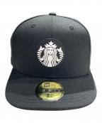 New Era×STARBUCKS COFFEEニューエラ×スターバックスコーヒー）の古着「キャップ」｜ブラック