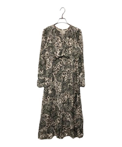 ANAYI（アナイ）ANAYI (アナイ) ペイズリー柄ロングワンピース ベージュ×グリーン サイズ:36の古着・服飾アイテム