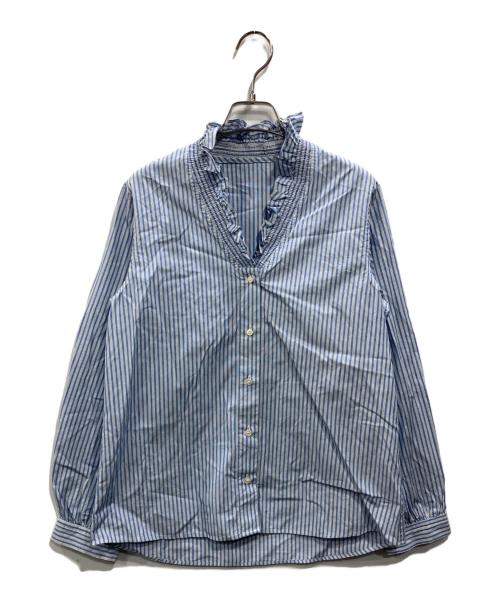 SLOBE IENA（スローブ イエナ）SLOBE IENA (スローブ イエナ) Vネックスタンドフリルブラウス ブルー サイズ:Freeの古着・服飾アイテム