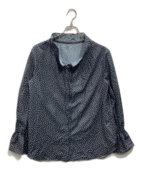 UNITED ARROWS TOKYO（ユナイテッドアローズトウキョウ）UNITED ARROWS TOKYO (ユナイテッドアローズトウキョウ) フリルカラーフレアスリーブ ブラウス ネイビー サイズ:Freeの古着・服飾アイテム