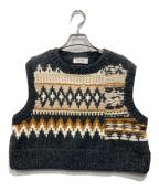 machattマチャット）の古着「ノルディック柄ニットベスト」｜ダークグレー