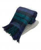 JOHNSTONS OF ELGINジョンストンズオブエルガン）の古着「大判チェックマフラー」｜ネイビー×グリーン