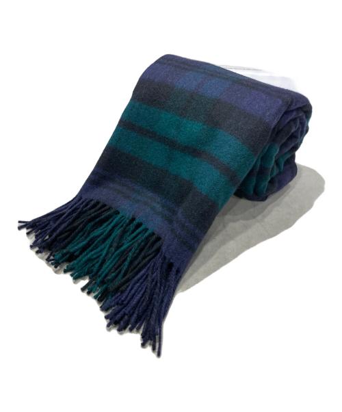 JOHNSTONS OF ELGIN（ジョンストンズオブエルガン）JOHNSTONS OF ELGIN (ジョンストンズオブエルガン) 大判チェックマフラー ネイビー×グリーンの古着・服飾アイテム