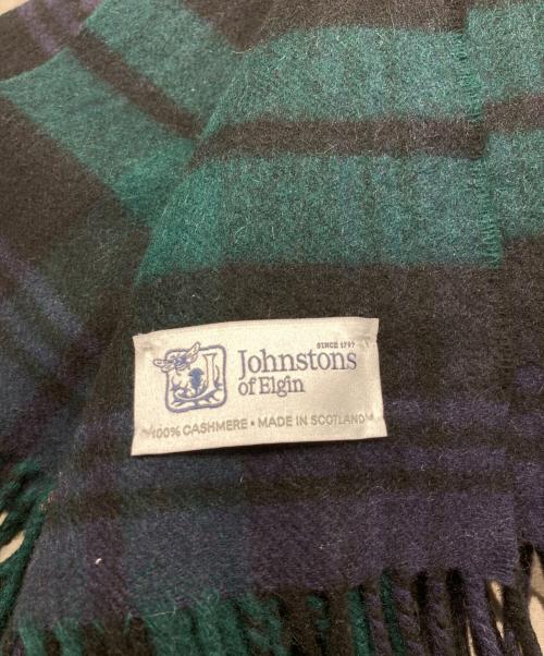 JOHNSTONS OF ELGIN（ジョンストンズオブエルガン）JOHNSTONS OF ELGIN (ジョンストンズオブエルガン) 大判チェックマフラー ネイビー×グリーンの古着・服飾アイテム