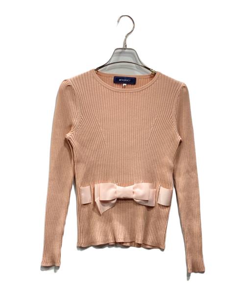 M'S GRACY（エムズグレイシー）M'S GRACY (エムズグレイシー) リボンリブニット ピンク サイズ:38の古着・服飾アイテム